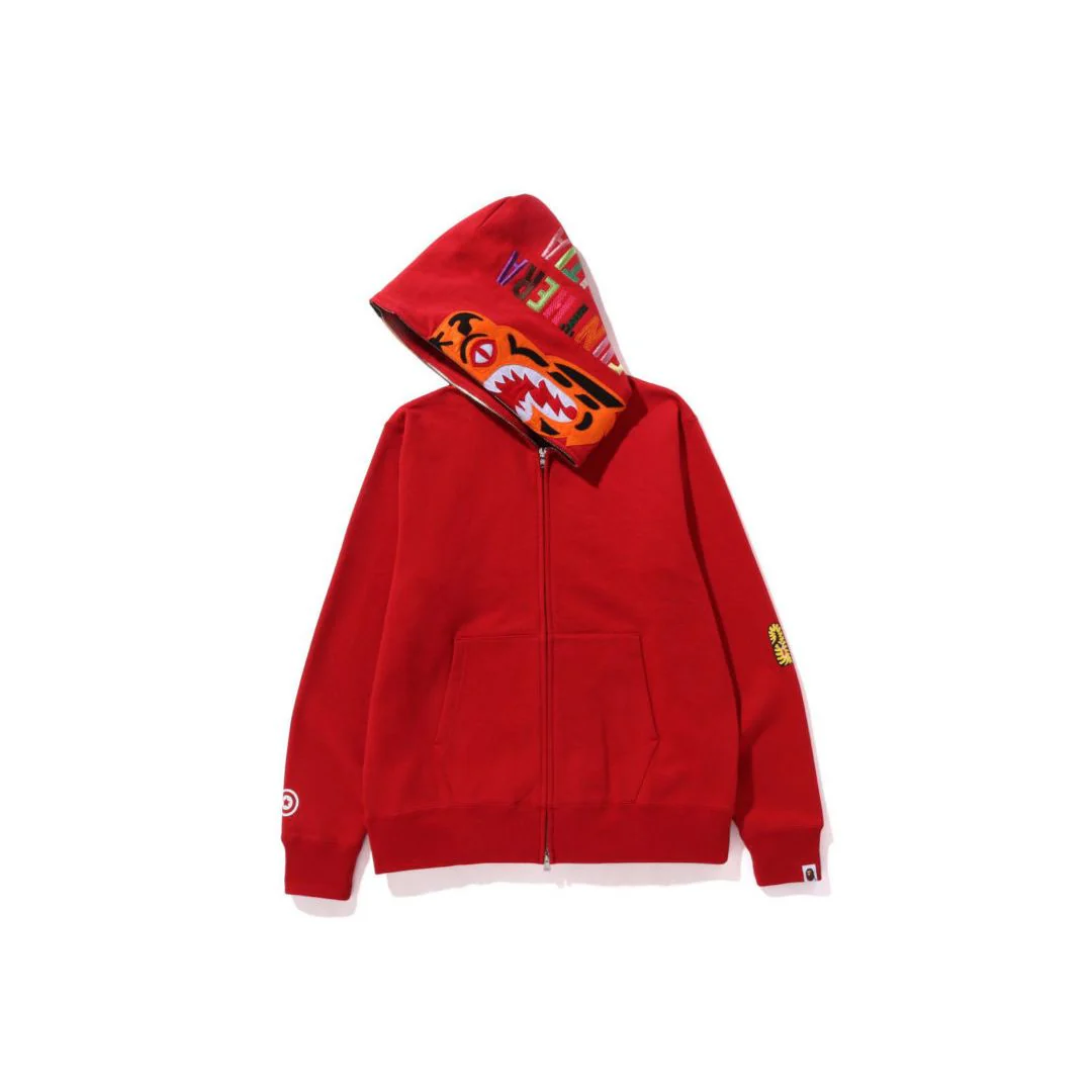 Bape Tiger Full Zip Hoodie 'Red' - Image 3