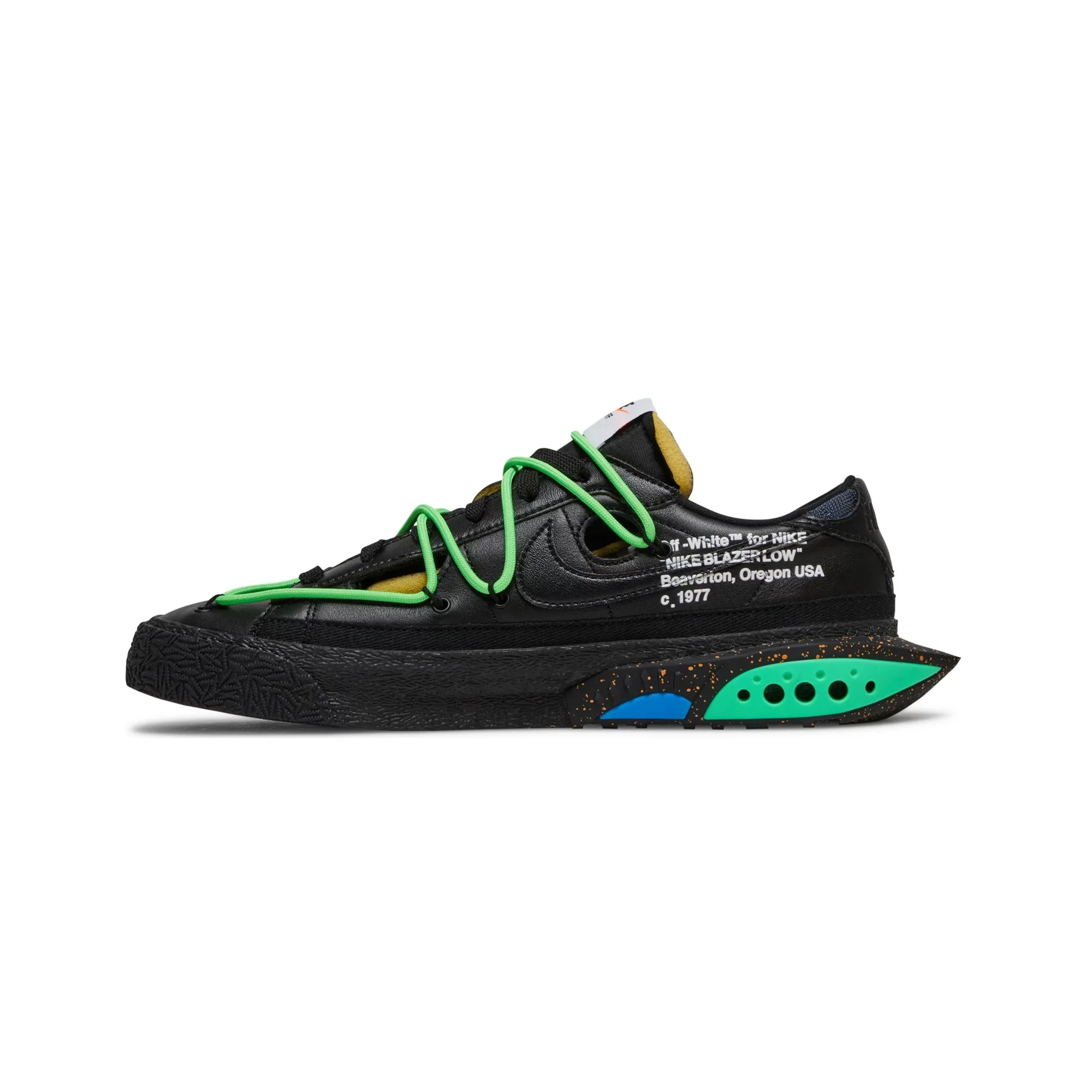 Blazer Low x Off-White 'Black Electro Green' (2022) - Image 3