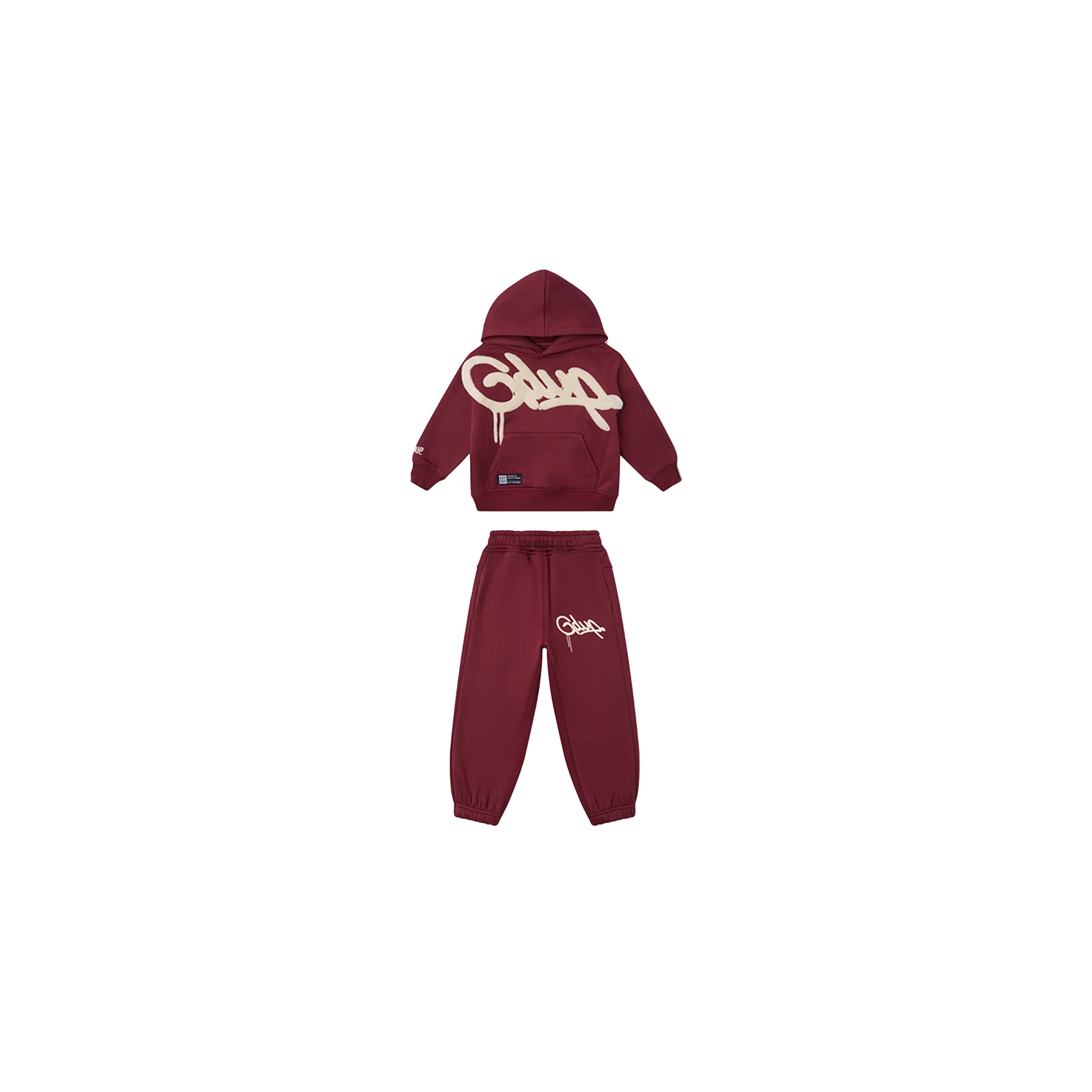 Geedup Handstyle Kids Tracksuit 'Maroon / Cream' (2024) - Image 2