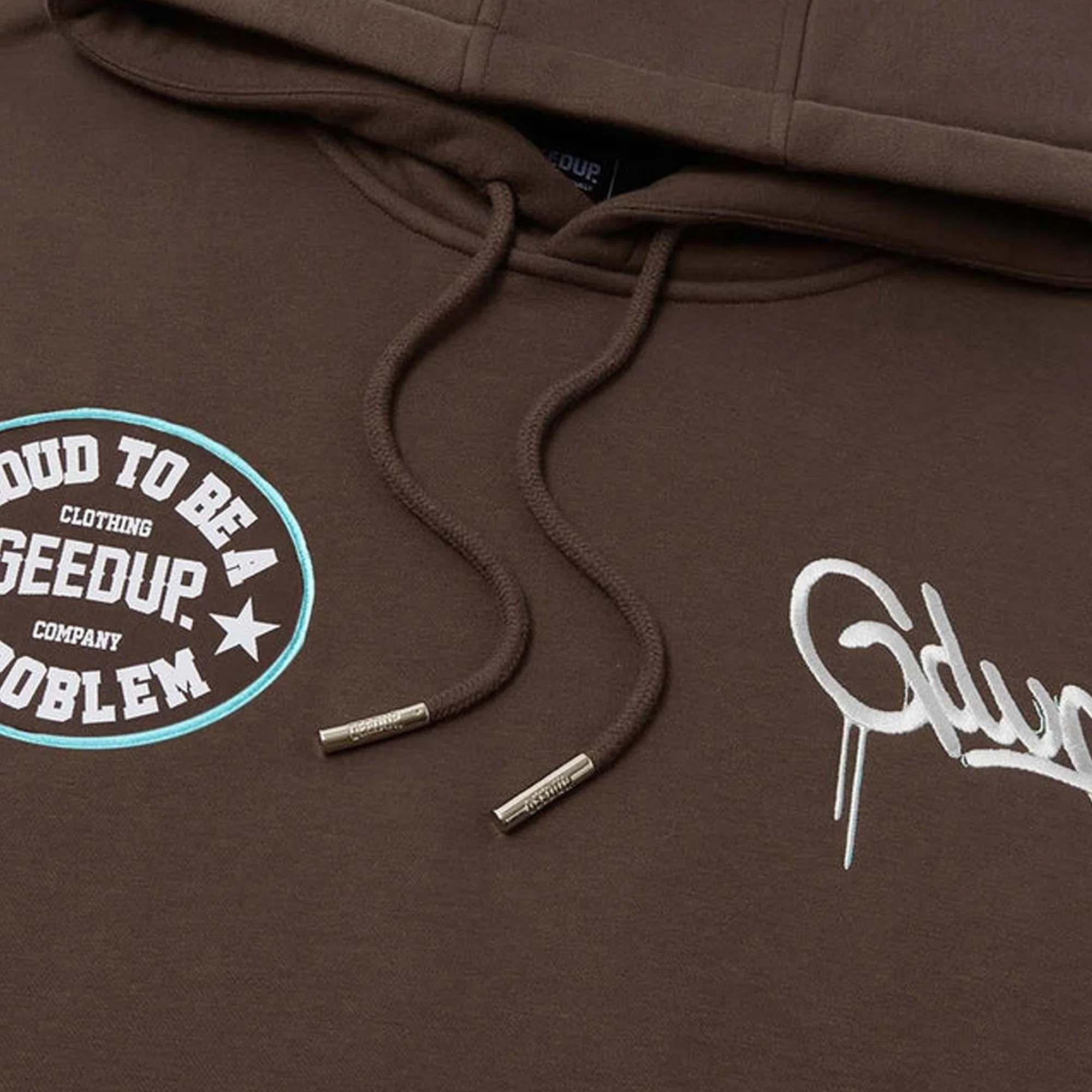 Geedup Proud To Be A Problem Hoodie 'Brown / Light Blue' - Image 3