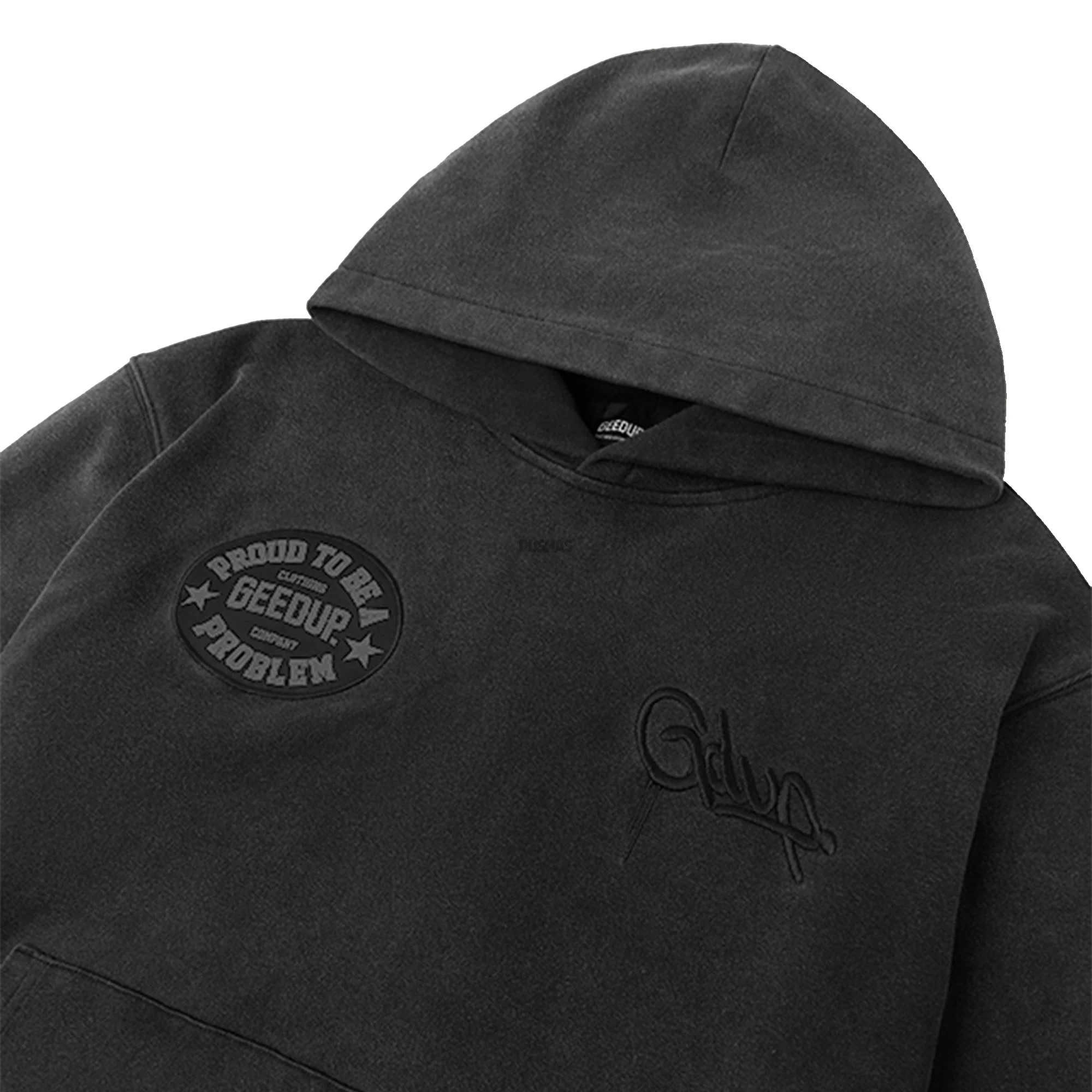 Geedup Proud To Be A Problem Hoodie 'Vintage Washed Black' (2024) - Image 3