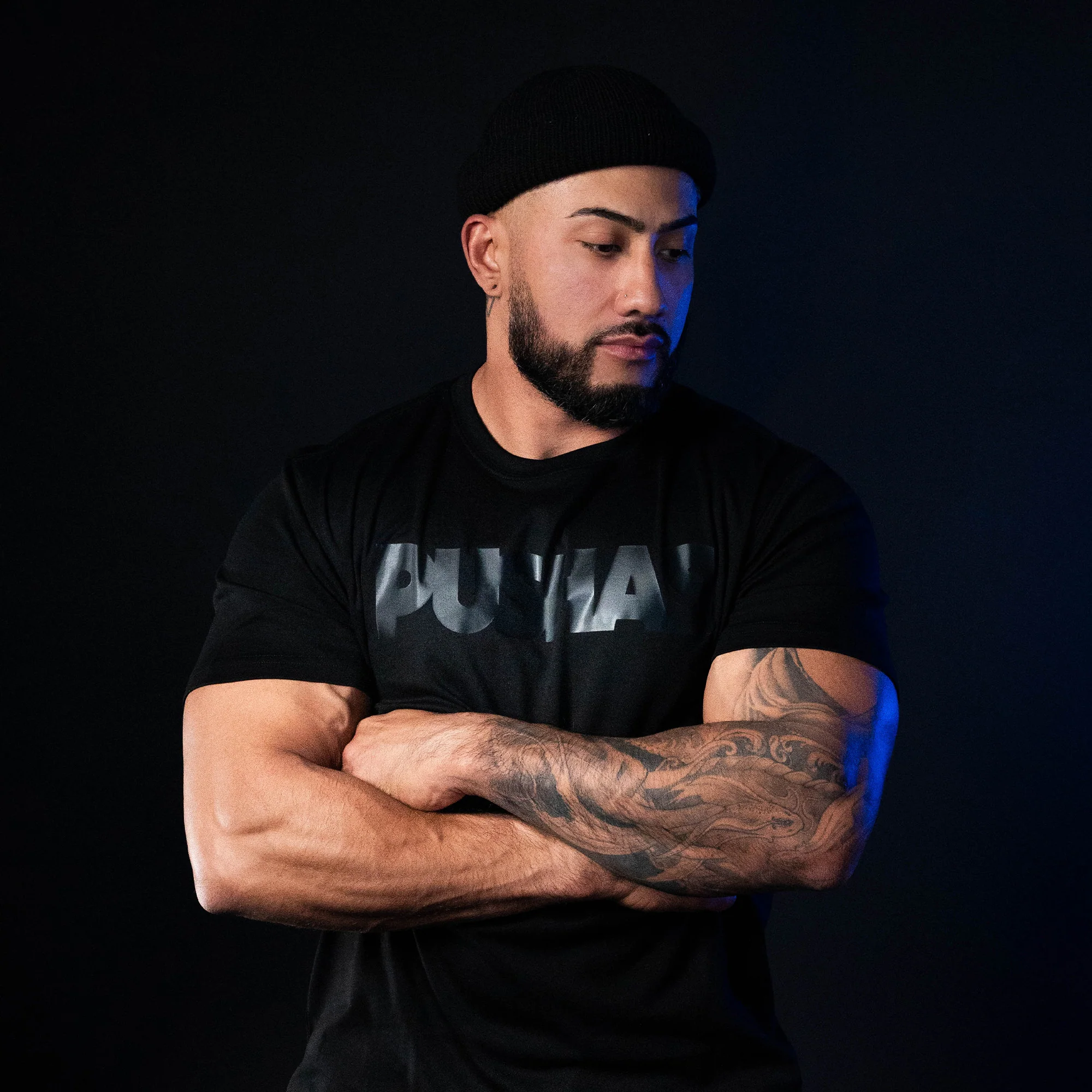 PUSHAS Core Print Logo T-Shirt 'Phantom Black' - Image 3