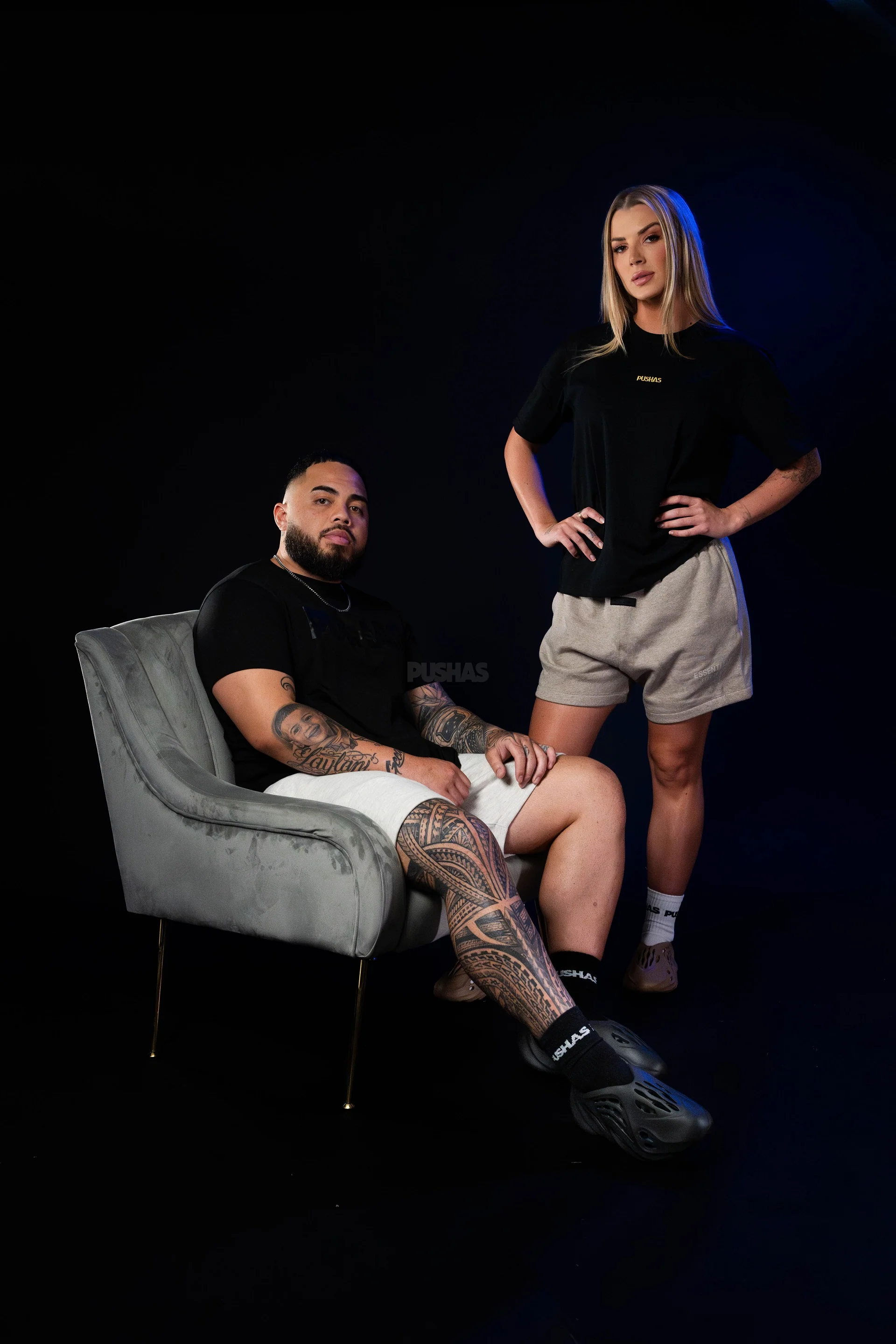 PUSHAS Core Print Logo T-Shirt 'Phantom Black' - Image 5