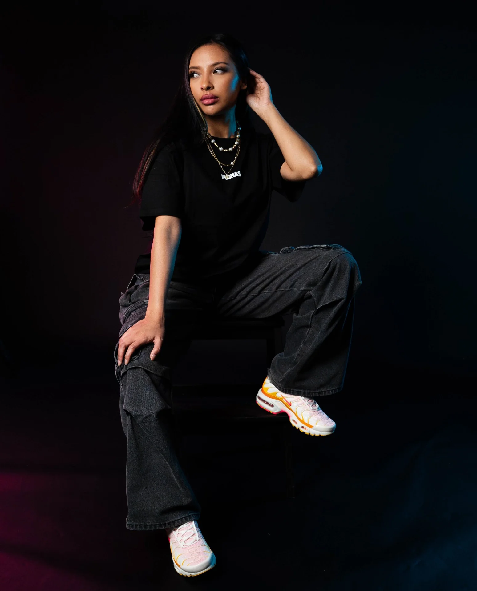 PUSHAS Print Logo T-Shirt 'Black / White' (2024) - Image 3