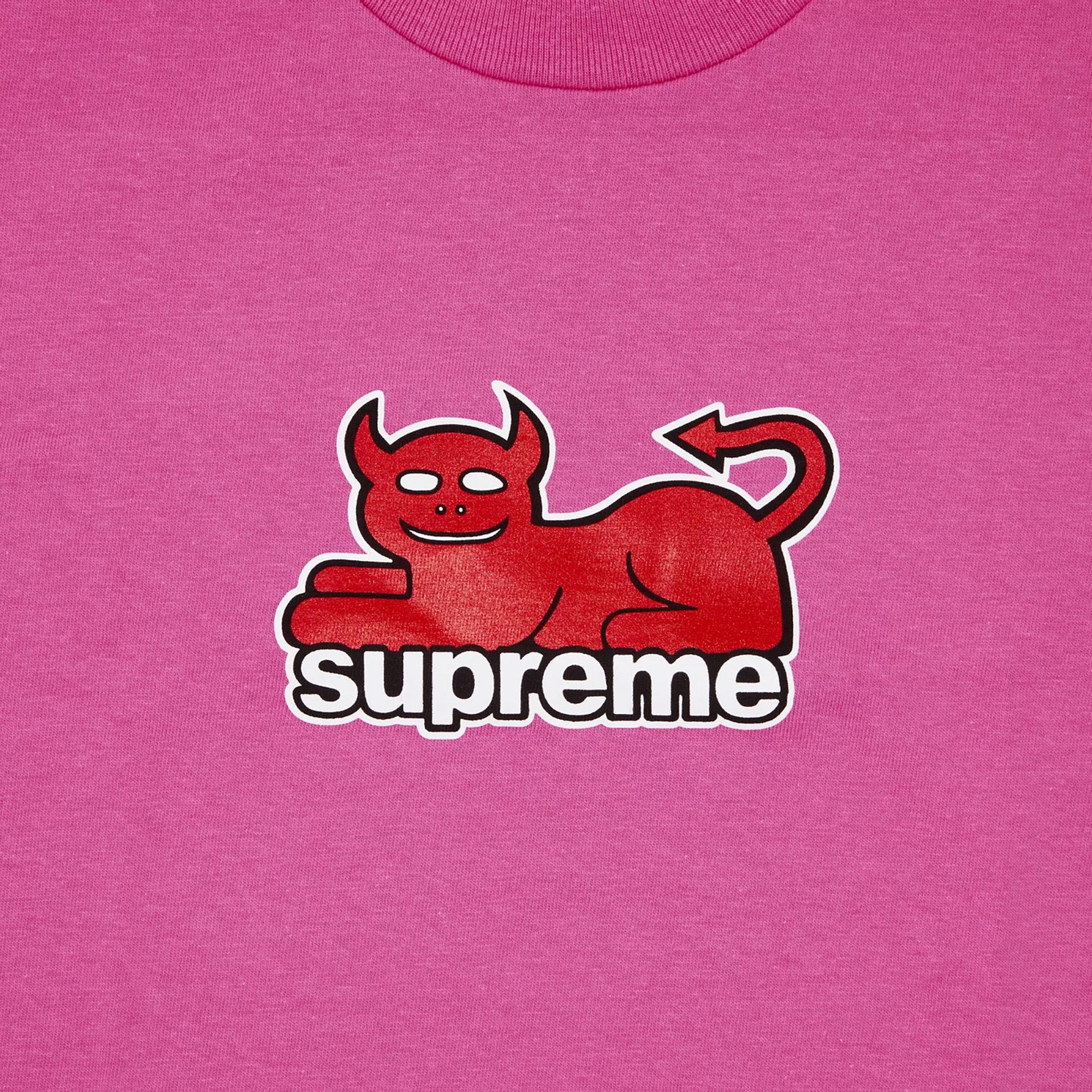 Supreme Toy Machine Devil Cat Tee 'Fuchsia' (2024) - Image 2
