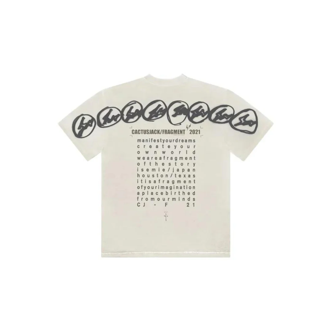 Travis Scott Cactus Jack x Fragment Manifest T-shirt 'White' (2021) - Image 2